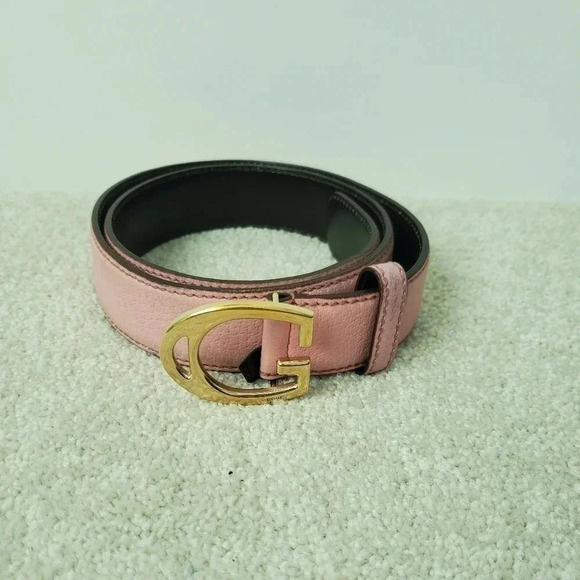 Gucci soft pink  leather belt with gold logo - Picture 2 of 14
